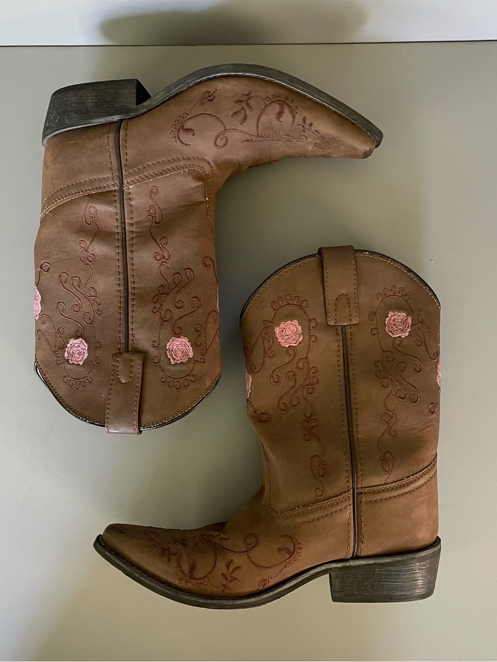 Shyanne Girls Floral Pink Embroidered Western Cowboy Boot 3D Horse Snip Toe